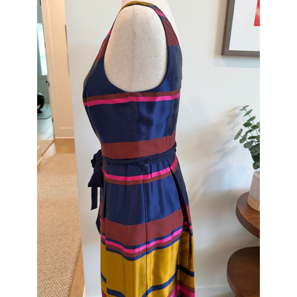 Trina Turk Striped Colorful V-neck Tie Waist Mini Dress Size 2 - Picture 4 of 7